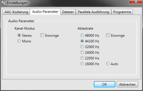 Einstellungen-Audio-Parameter